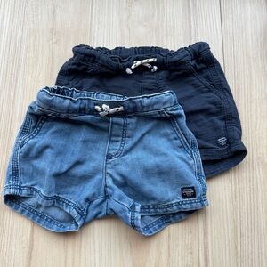 H&M Two-Pack Drawstring Shorts in Light Blue & Navy